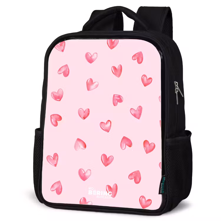 Kids backpack - Black - Pink hearts — 4
