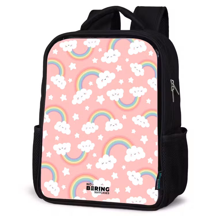 Kids backpack - Black - Pink with rainbow pattern — 4