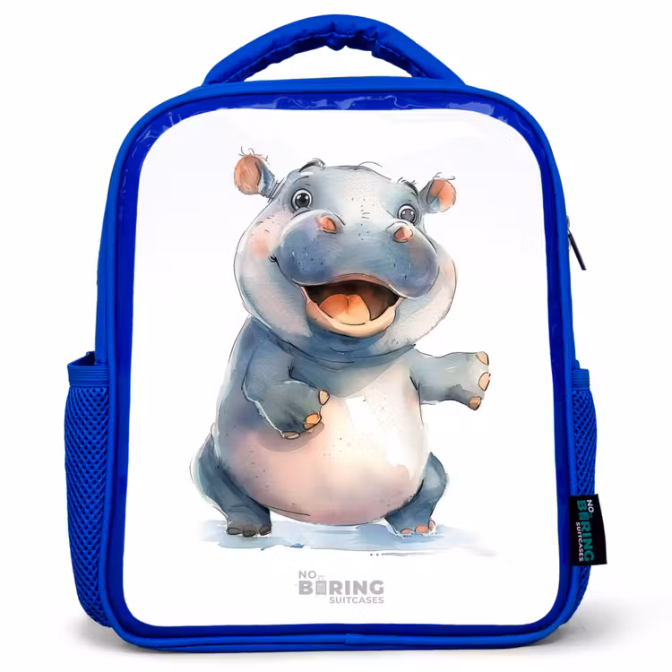 Kids backpack - Blue - Baby hippopotamus — 1