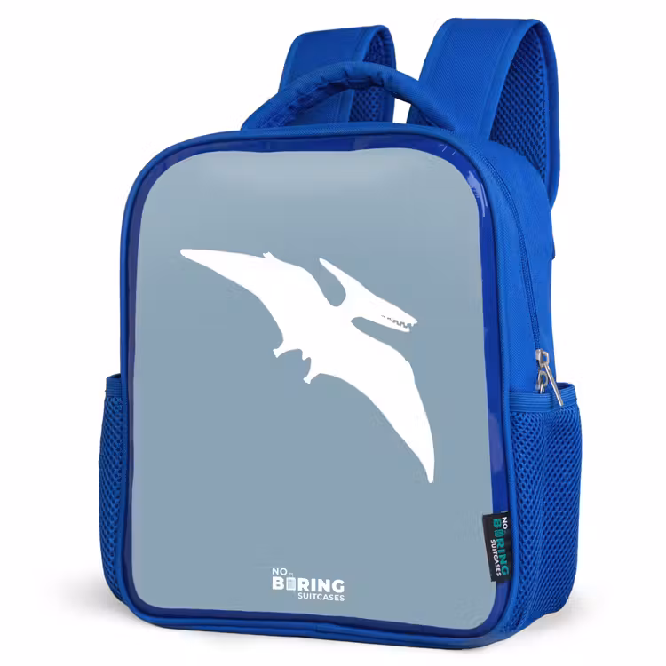 Kids backpack - Blue - Blue with Pteranodon dino — 3