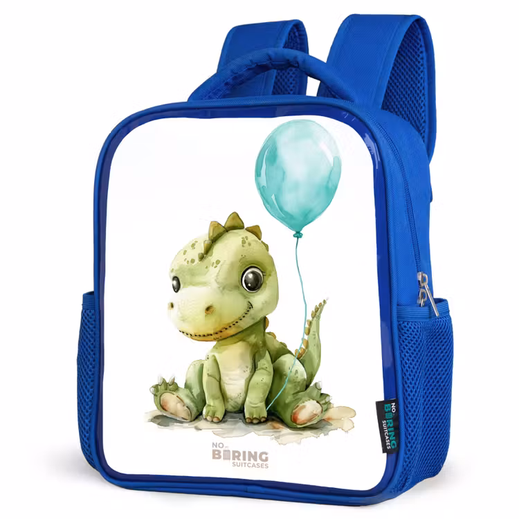 Kids backpack - Blue - Dino with blue balloon — 3