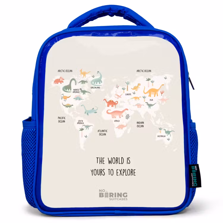 Kids backpack - Blue - Dino world map — 1