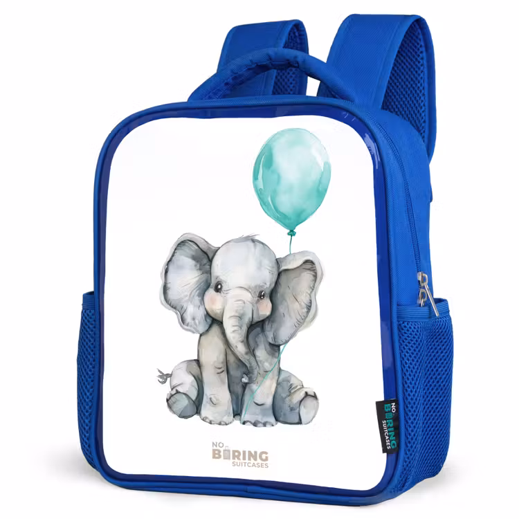 Kids backpack - Blue - Elephant with blue balloon — 3