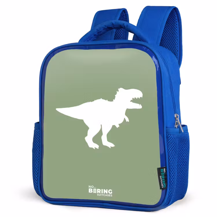 Kids backpack - Blue - Green with T-rex dino — 3