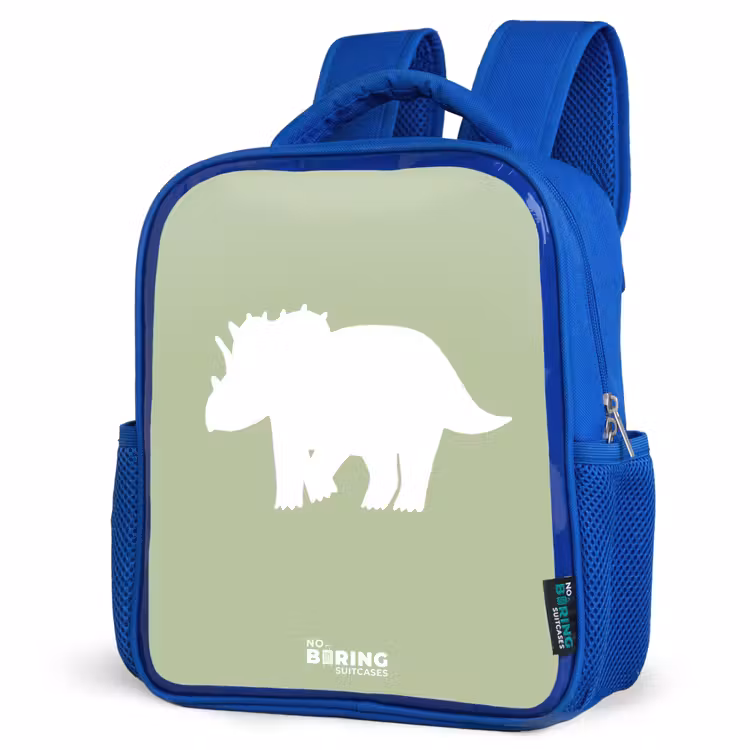 Kids backpack - Blue - Green with Triceratops dino — 3