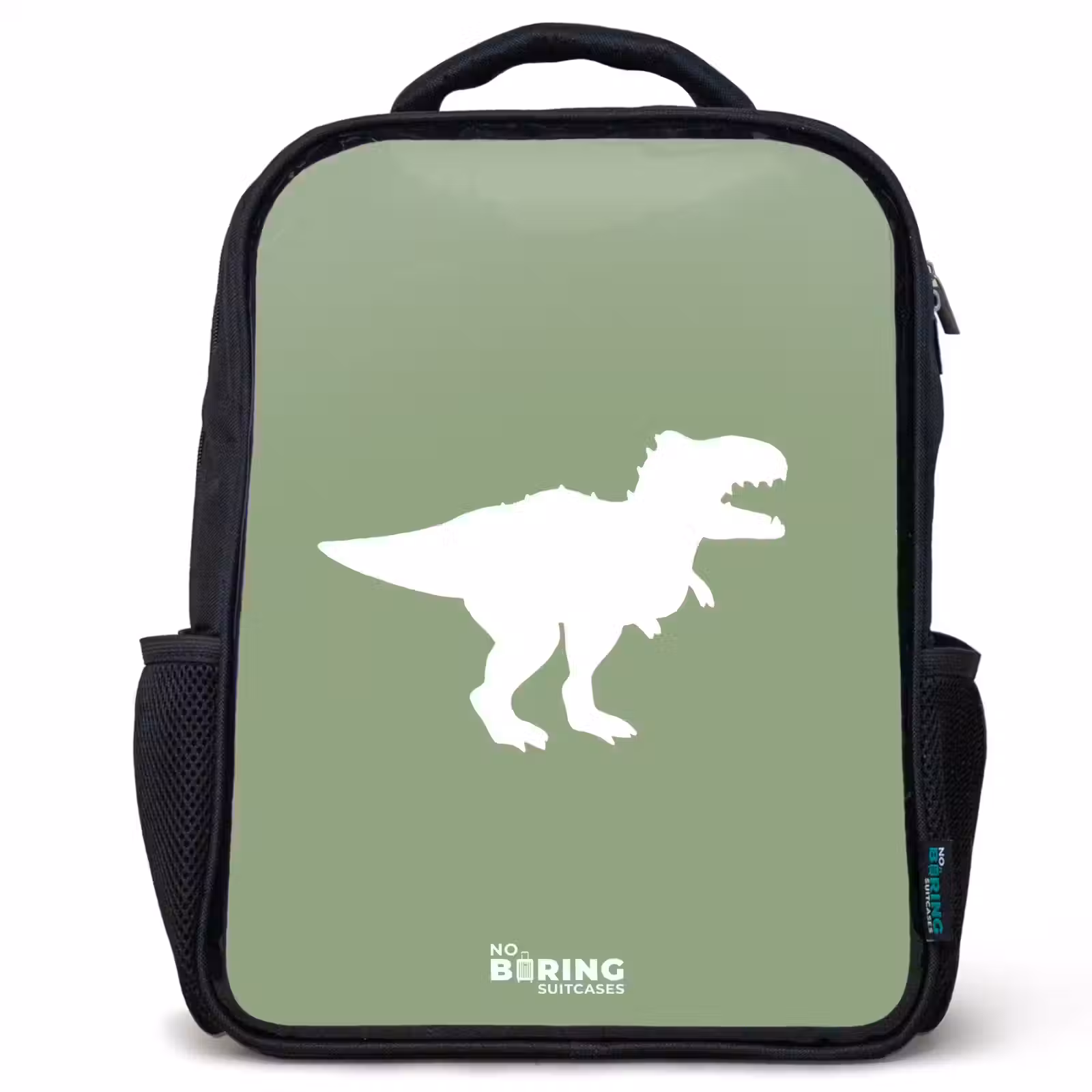 Kids backpack - Black - Green with T-rex dino — 1