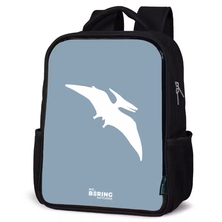 Kids backpack - Black - Blue with Pteranodon dino — 4