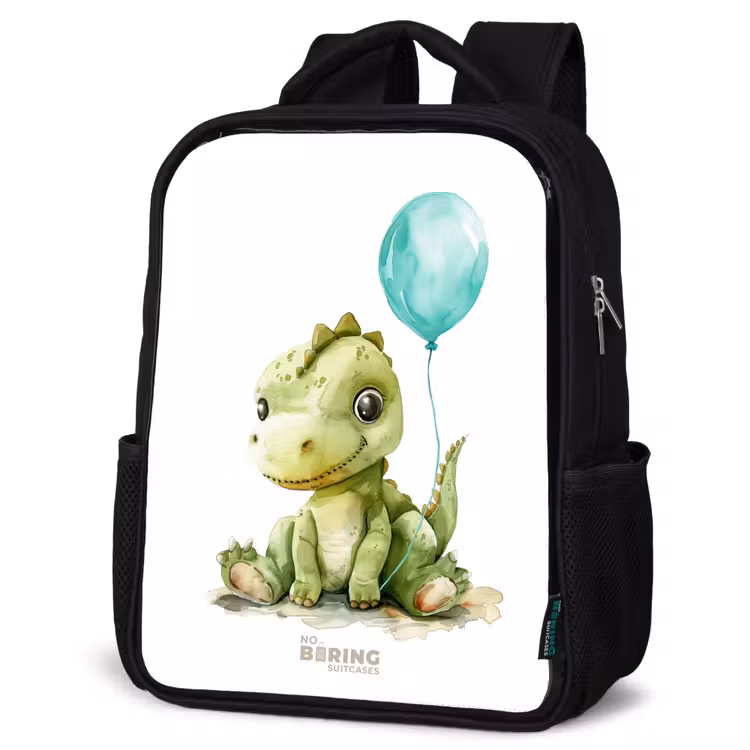 Kids backpack - Black - Dino with blue balloon — 4