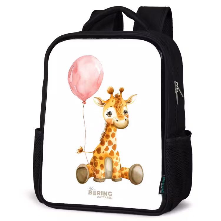 Kids backpack - Black - Giraffe with pink balloon — 4