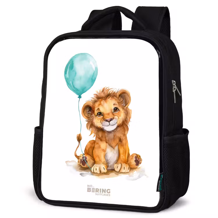 Kids backpack - Black - Lion with blue balloon — 4