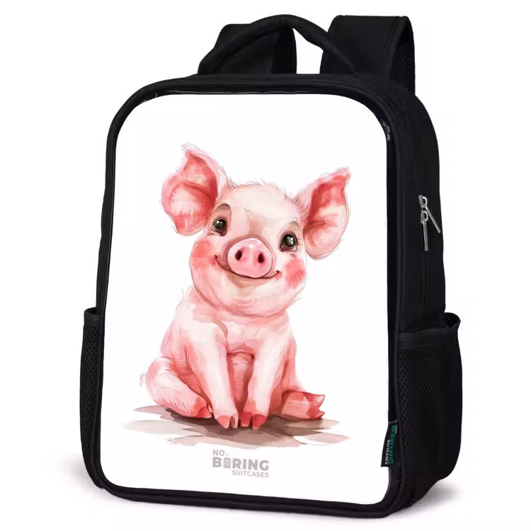 Kids backpack - Black - Pink baby pig — 4