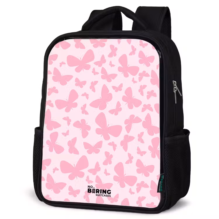 Kids backpack - Black - Pink butterflies — 4