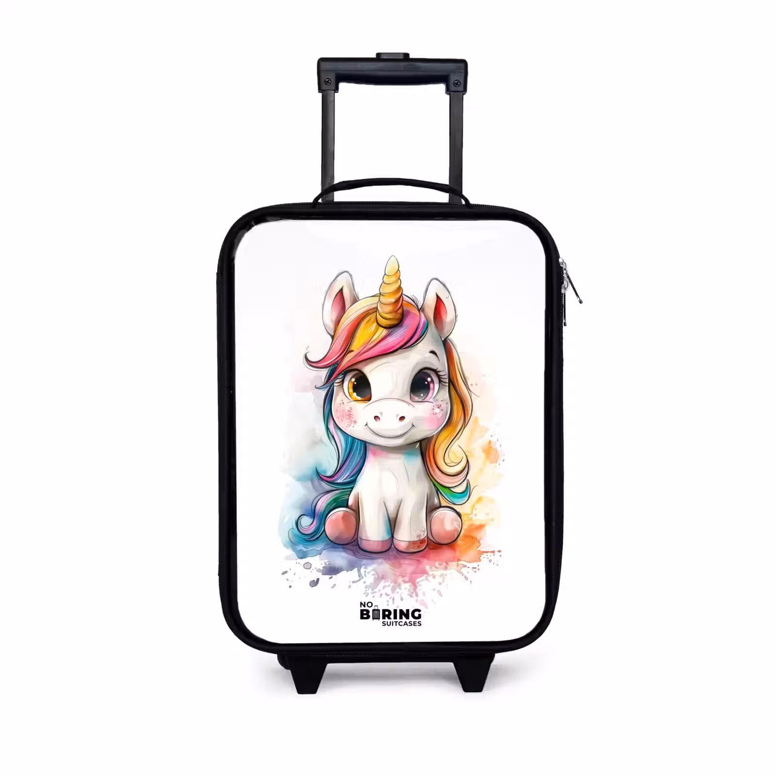 Children's suitcase - White Eemhorn with Colorful Mane and Paint Splashes — 1