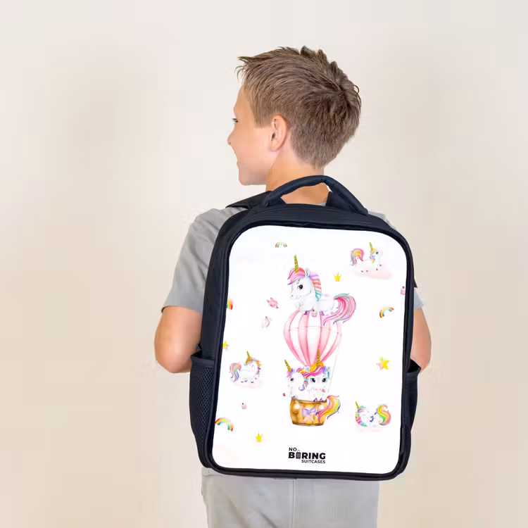 Kids backpack - Black - Airy unicorns — 2