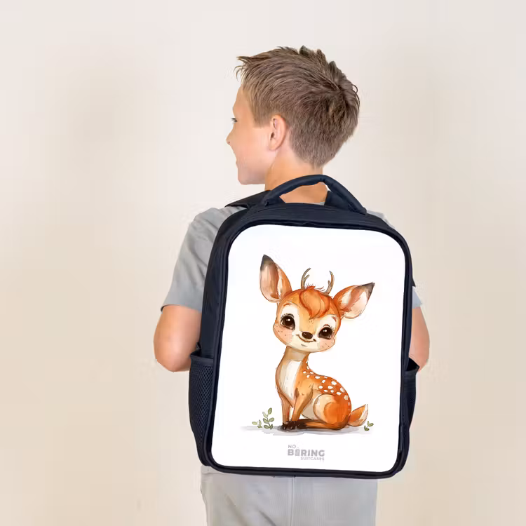 Kids backpack - Black - Baby deer — 2