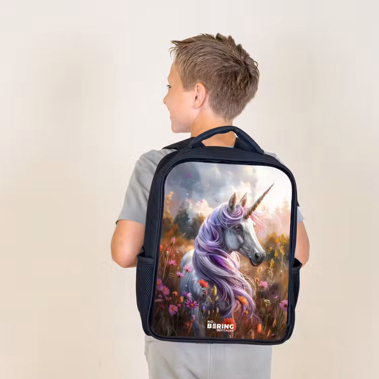 Kids backpack - Black - Lavender spring horn — 2