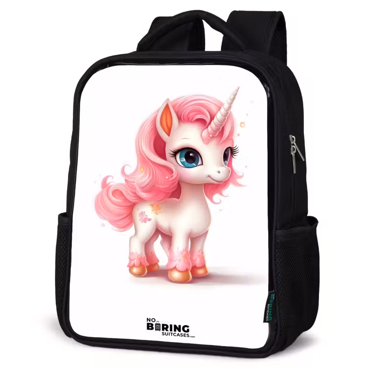 Kids backpack - Black - Unicorn with pink mane — 4