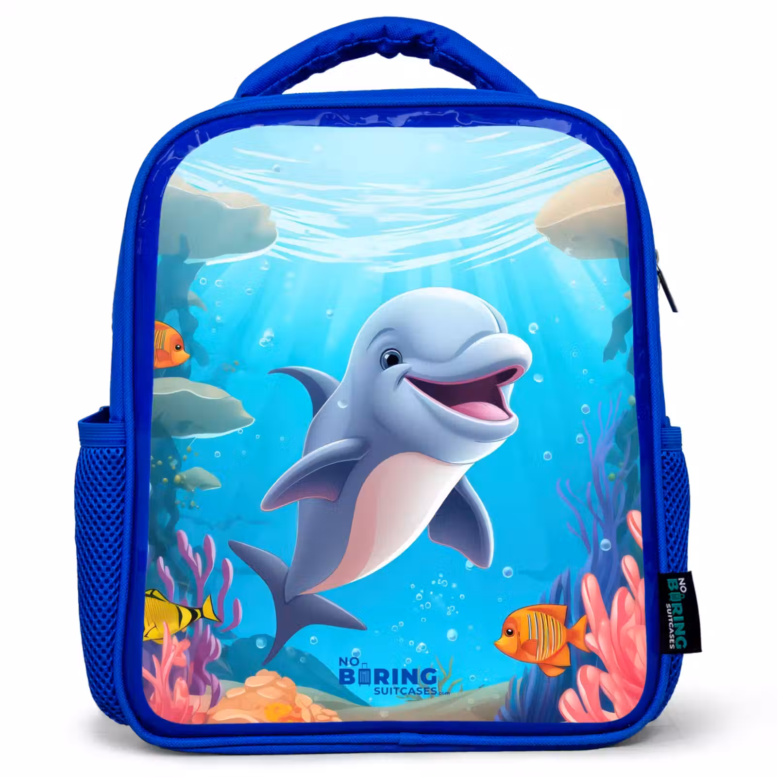 Kids backpack - Blue - Dolphin with tropical fish and coral — 1