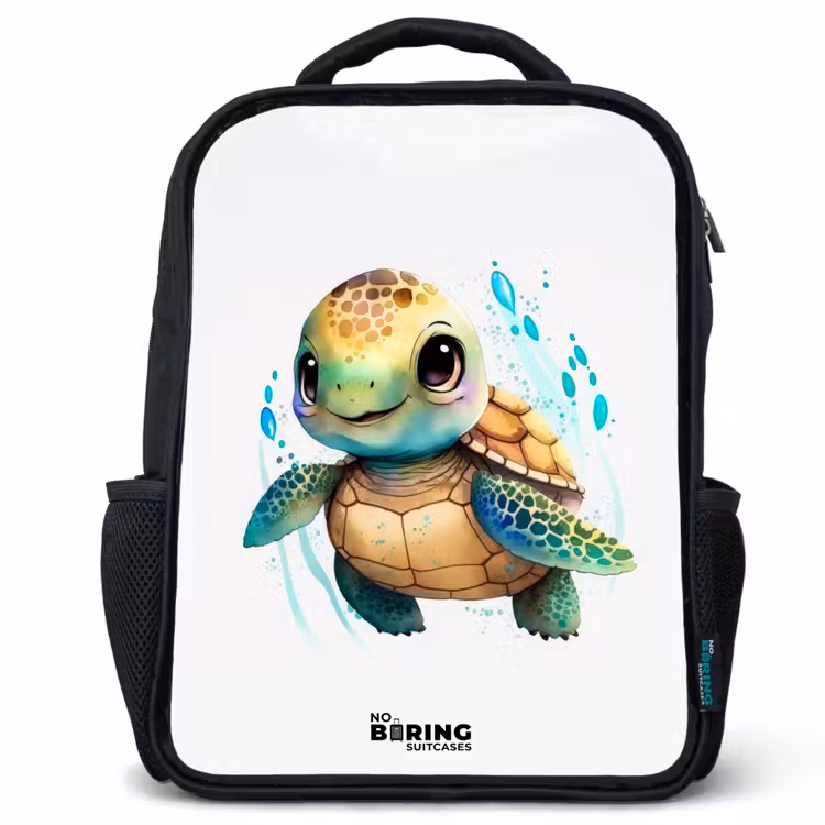 Kids backpack - Black - Turtle - Water colors - Animals — 1
