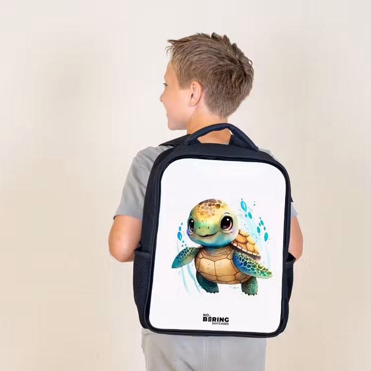 Kids backpack - Black - Turtle - Water colors - Animals — 2