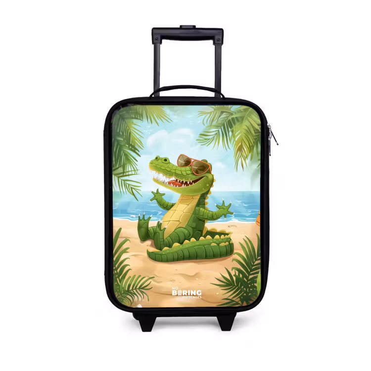 Children's suitcase - Crocodile with sunglasses relaxes on beach — 1