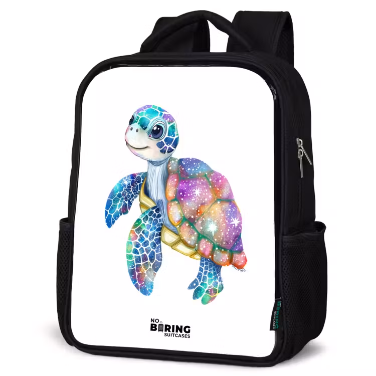Kids backpack - Black - Colorful turtle as a mosaic — 4