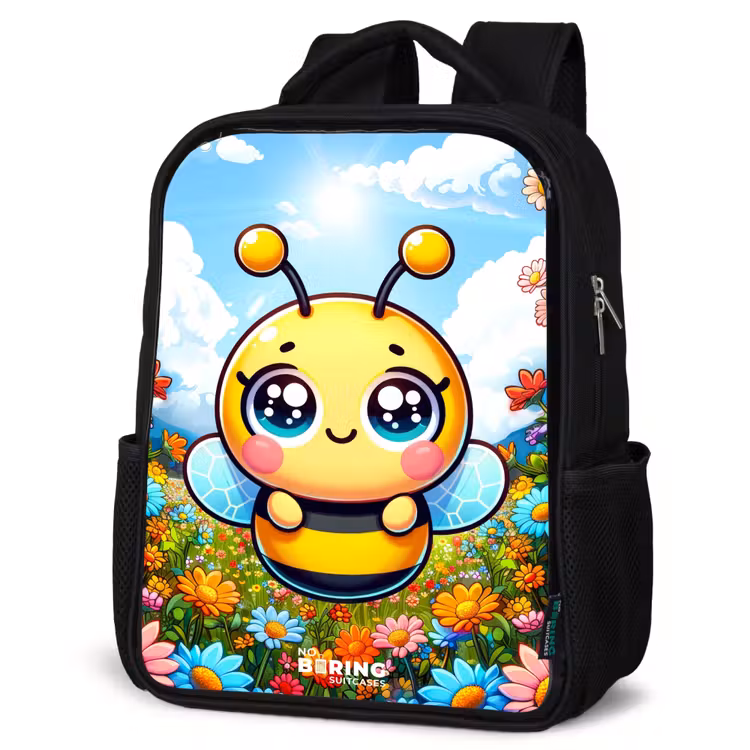 Kids backpack - Black - Cute bee among flowers — 4