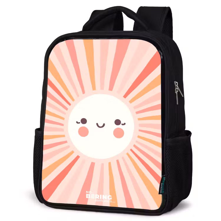 Kids backpack - Black - Round sun with face — 4