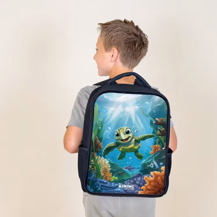 Kids backpack - Black - Turtle in colorful underwater world — 2