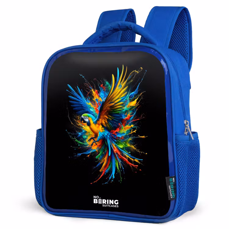 Kids backpack - Blue - Colorful parrot — 3