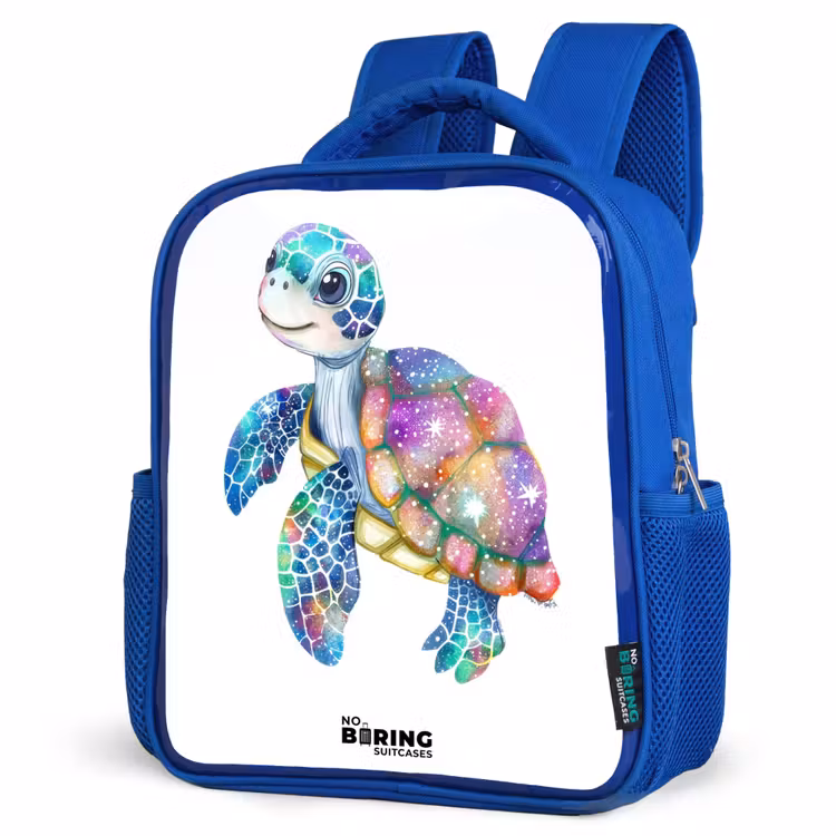 Kids backpack - Blue - Colorful turtle as a mosaic — 3
