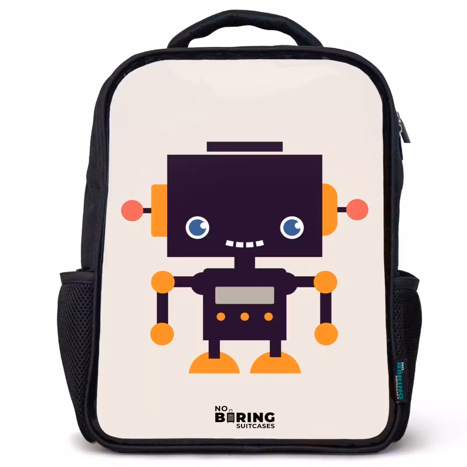 Kids backpack - Black robot with orange accents — 1