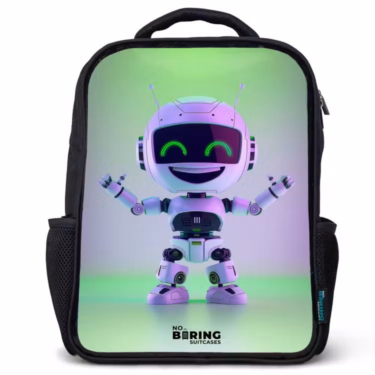 Kids backpack - Black - Robot with purple and green light — 1