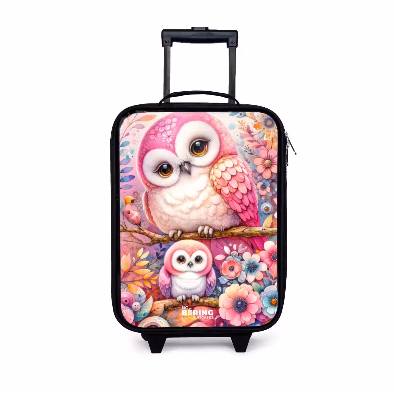 Children's suitcase - Mother owl with chick among colorful flowers — 1