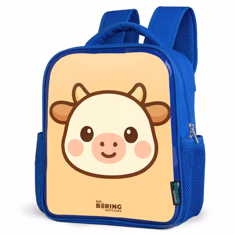 Kids backpack - Blue - Kawai - Cow - Brown — 3