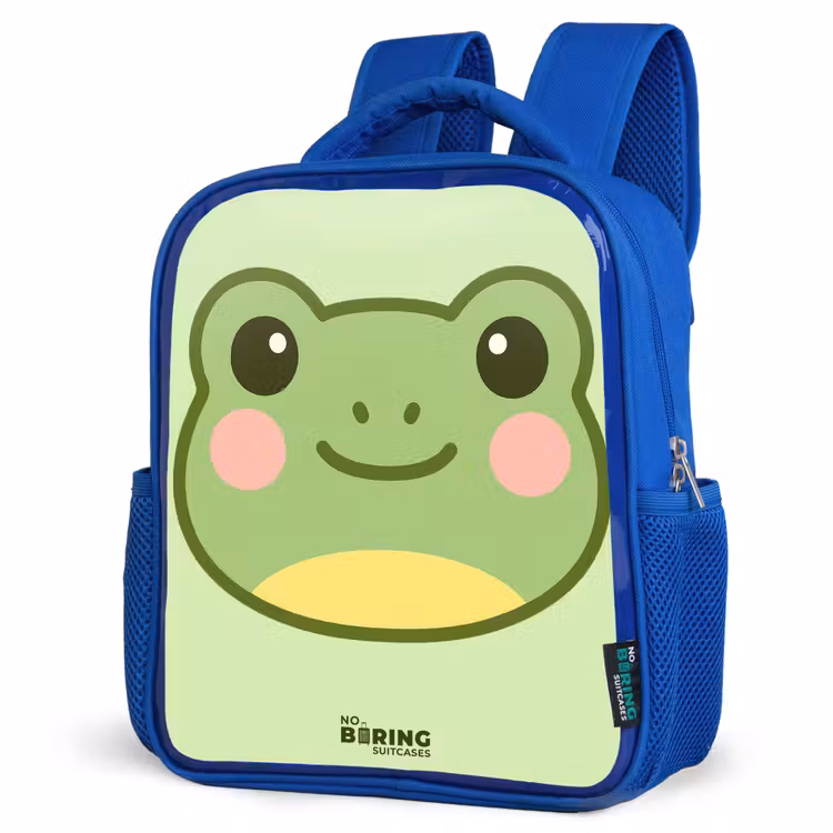 Kids backpack - Blue - Kawai - Frog - Green — 3