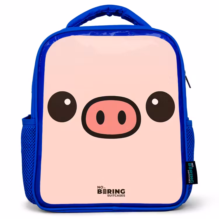Kids backpack - Blue - Kawai - Pig - Pink — 1