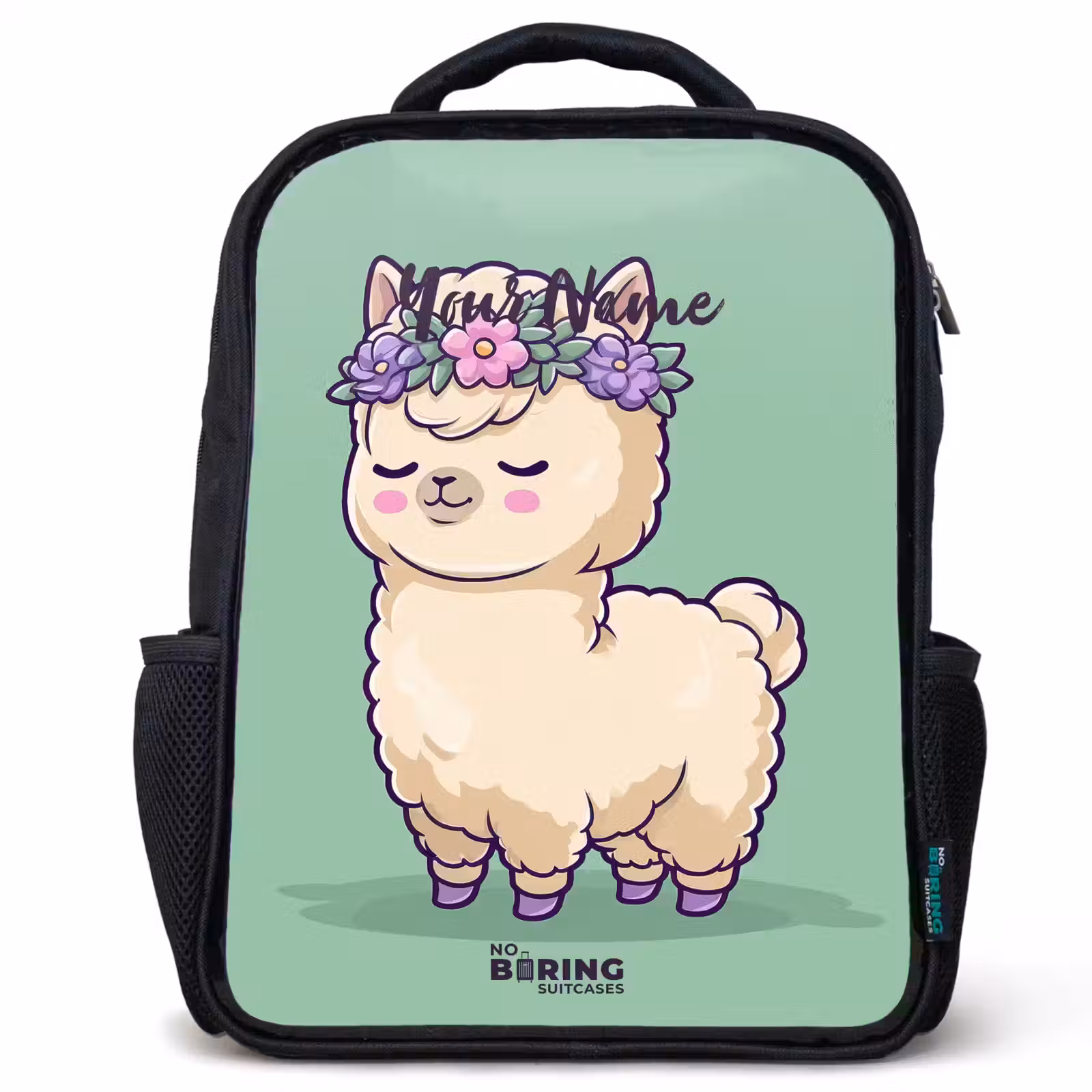 Kids backpack - Black - Kawai - Alpaca - Green — 1