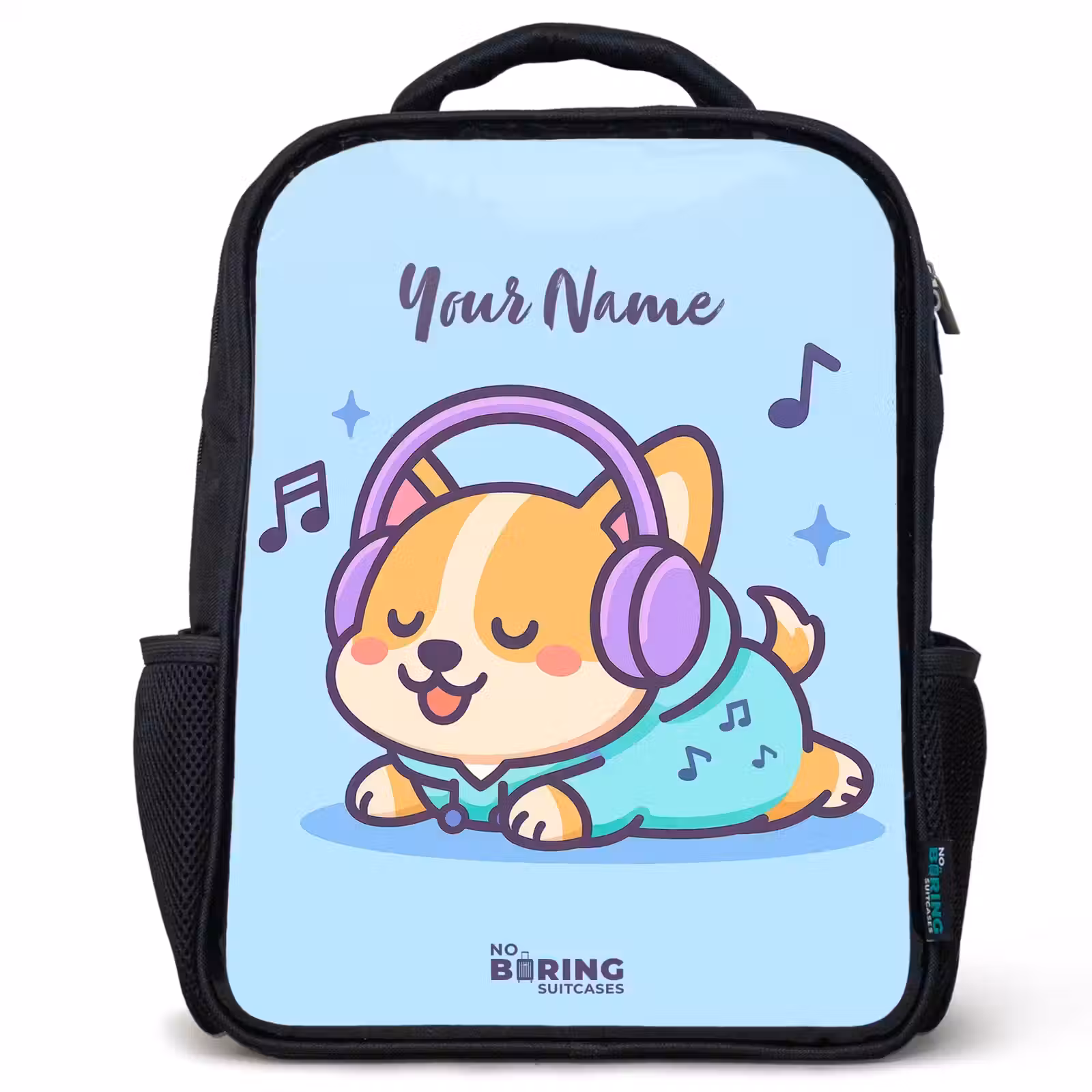 Kids backpack - Black - Kawai - Dog - Music — 1