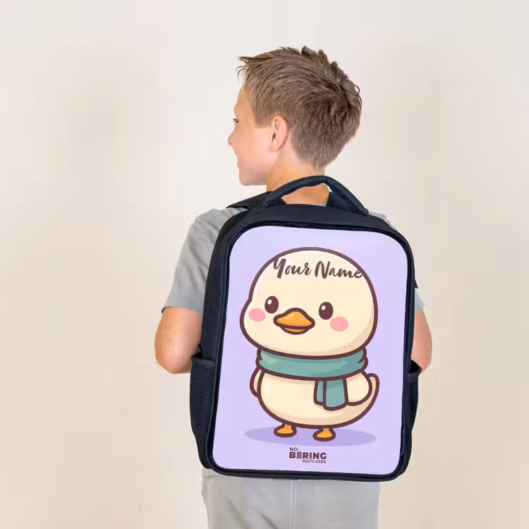 Kids backpack - Black - Kawai - Duck - Scarf — 2