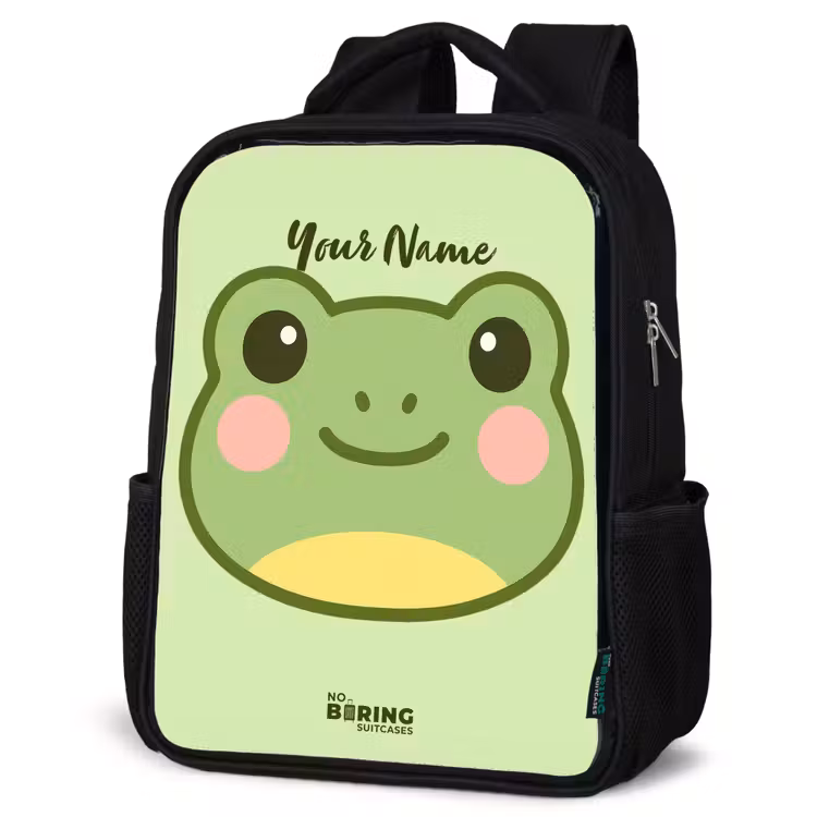 Kids backpack - Black - Kawai - Frog - Green — 4