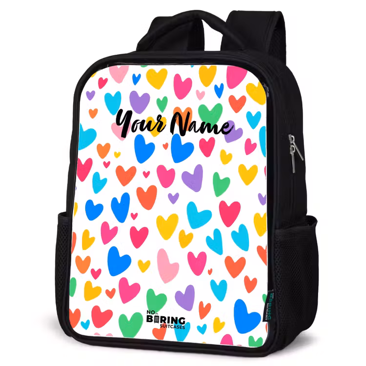 Kids backpack - Black - Colored hearts — 4