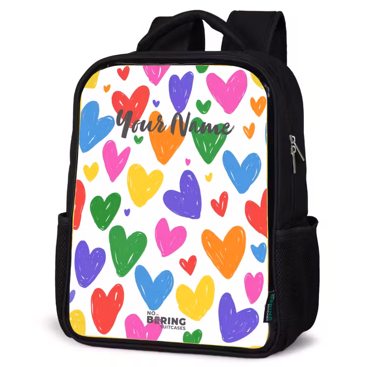 Kids backpack - Black - Colored hearts — 4