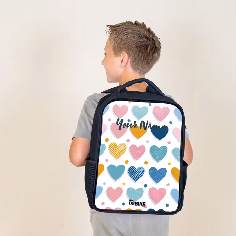 Kids backpack - Black - Heart pattern — 2