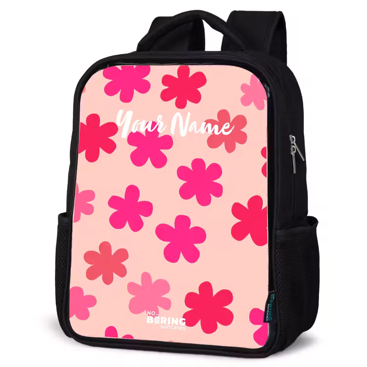 Kids backpack - Black - Pink flowers — 4