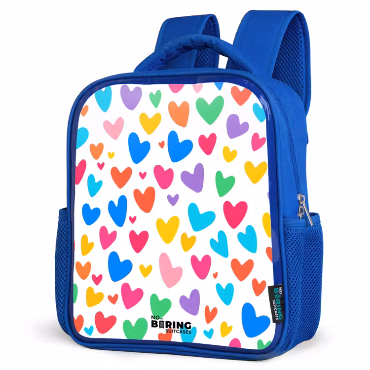 Kids backpack - Blue - Colored hearts — 3