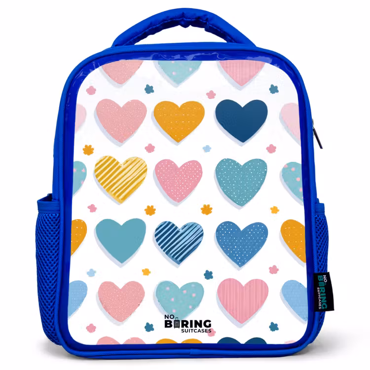 Kids backpack - Blue - Heart pattern — 1
