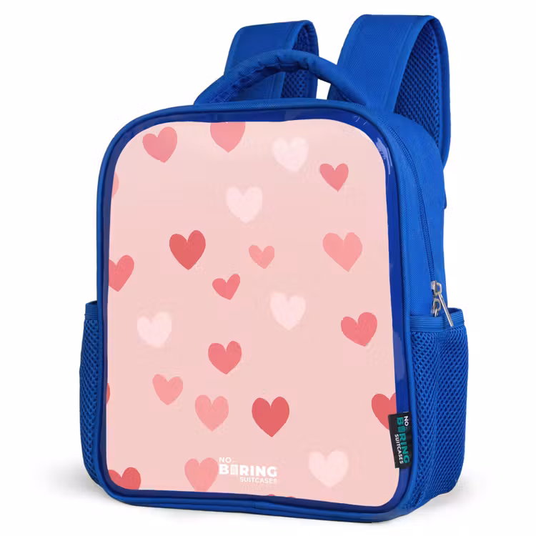 Kids backpack - Blue - Hearts — 3