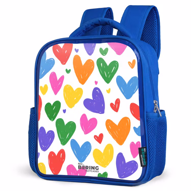 Kids backpack - Blue - Colored hearts — 3