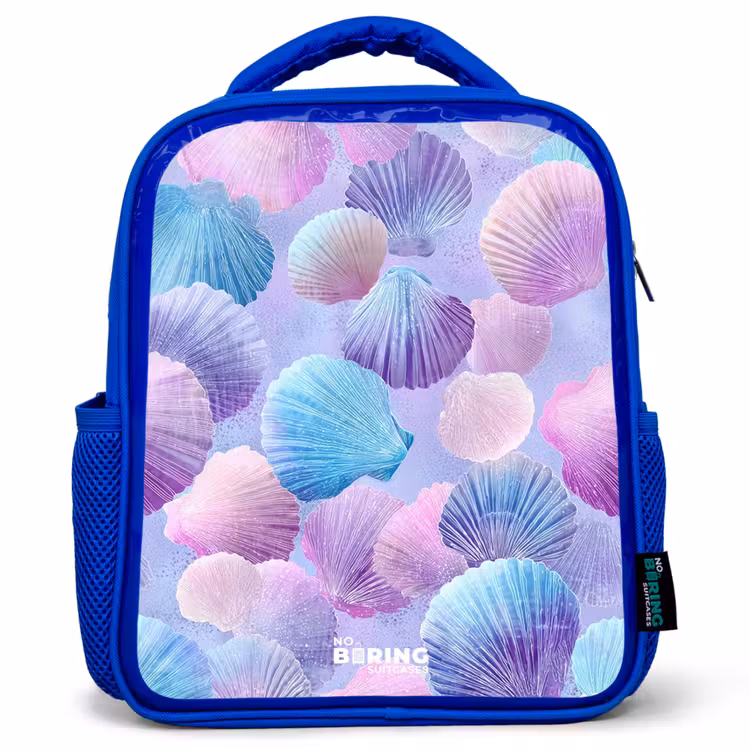 Kids backpack - Blue - Colored shells on a purple background — 1